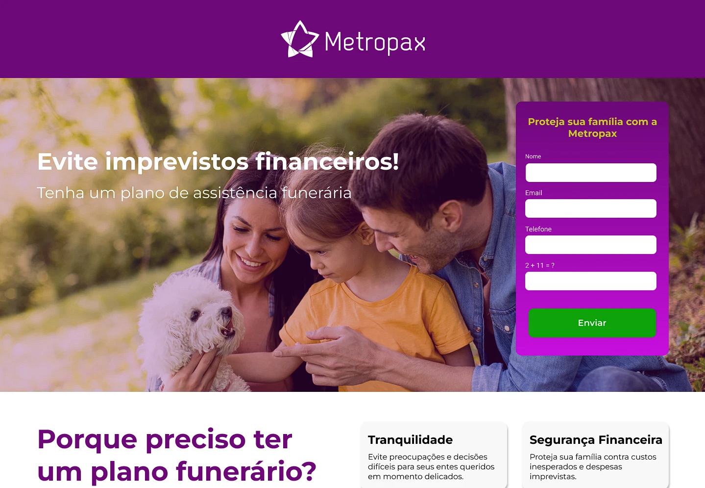 Landing Page Metropax